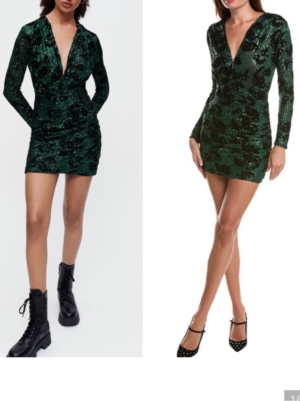 Nwot Unworn Maje Emerald Green Sequin V-Neck Mini Dress size 40